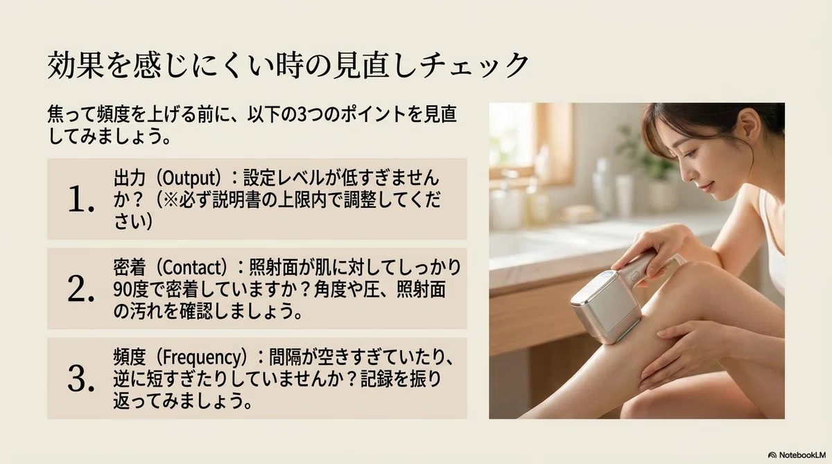 家庭用脱毛器の頻度:効果を感じにくいときに見直したいポイントの図解