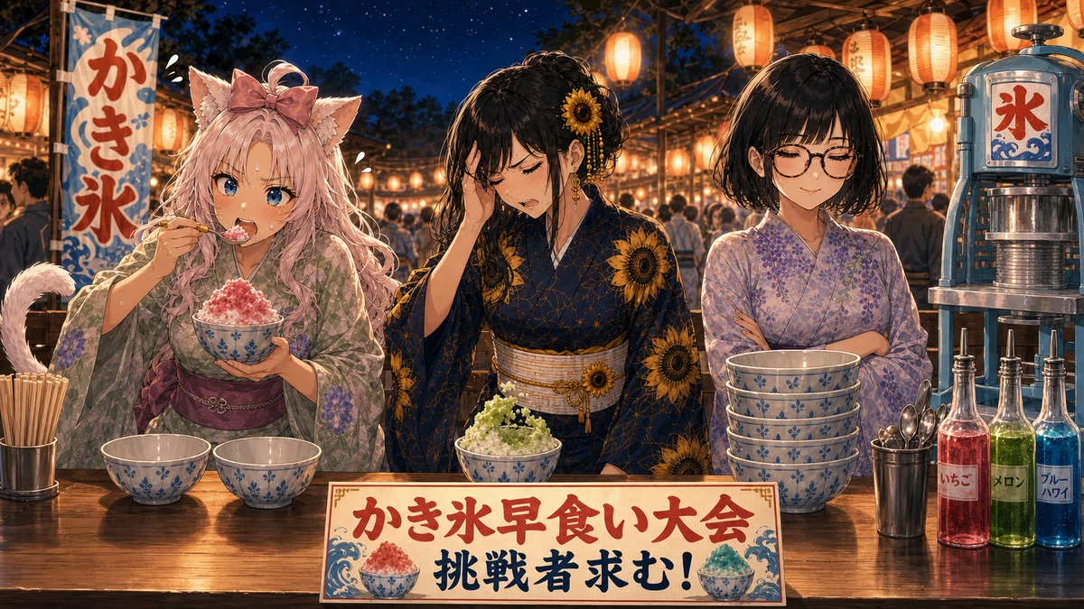 かき氷早食い大会、圧勝はKOTAYA🏆 まりーもじまにゃんも脱落気味😂