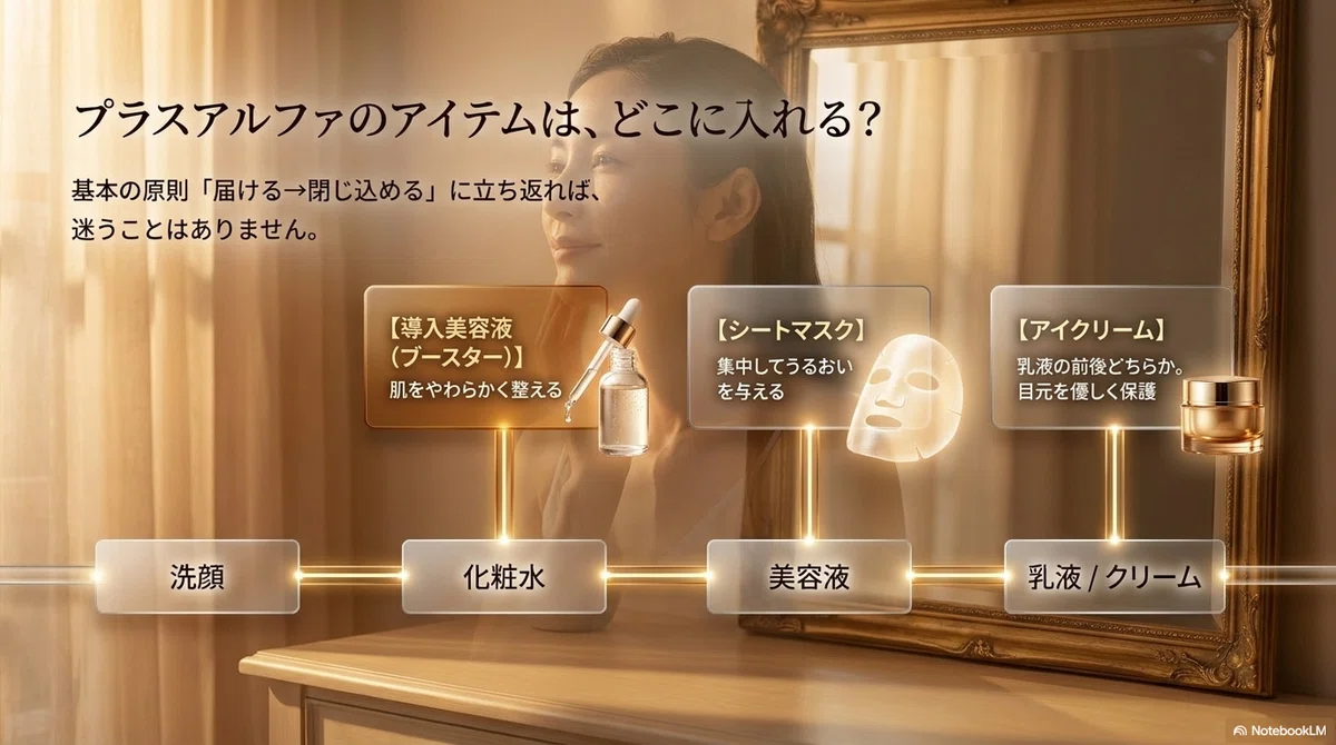 スキンケアの順番:アイテムを足すときの順番の図解