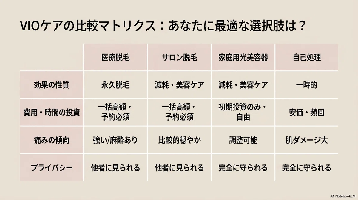 VIOのムダ毛ケア:クリニックで受ける医療行為という位置づけの図解
