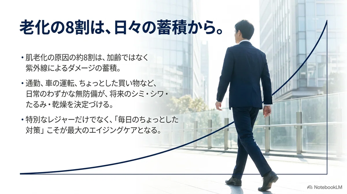 アネッサメン：メンズにも日焼け止めが必要とされる理由の図解