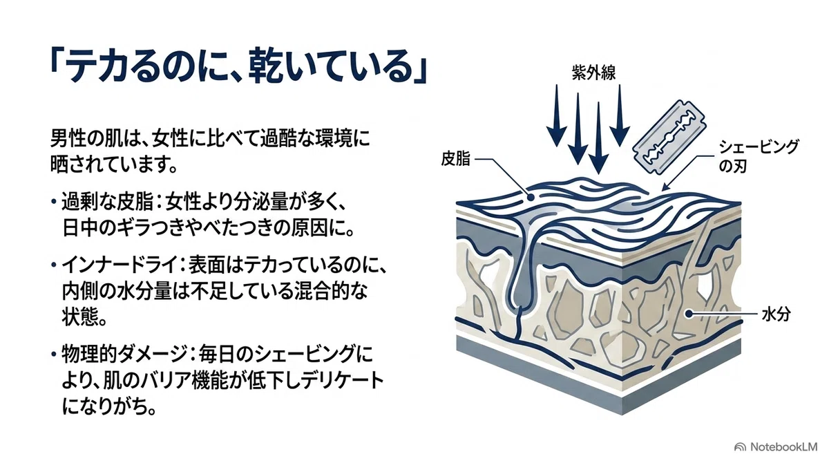 アネッサメン：男性の肌は皮脂が多くゆらぎやすい