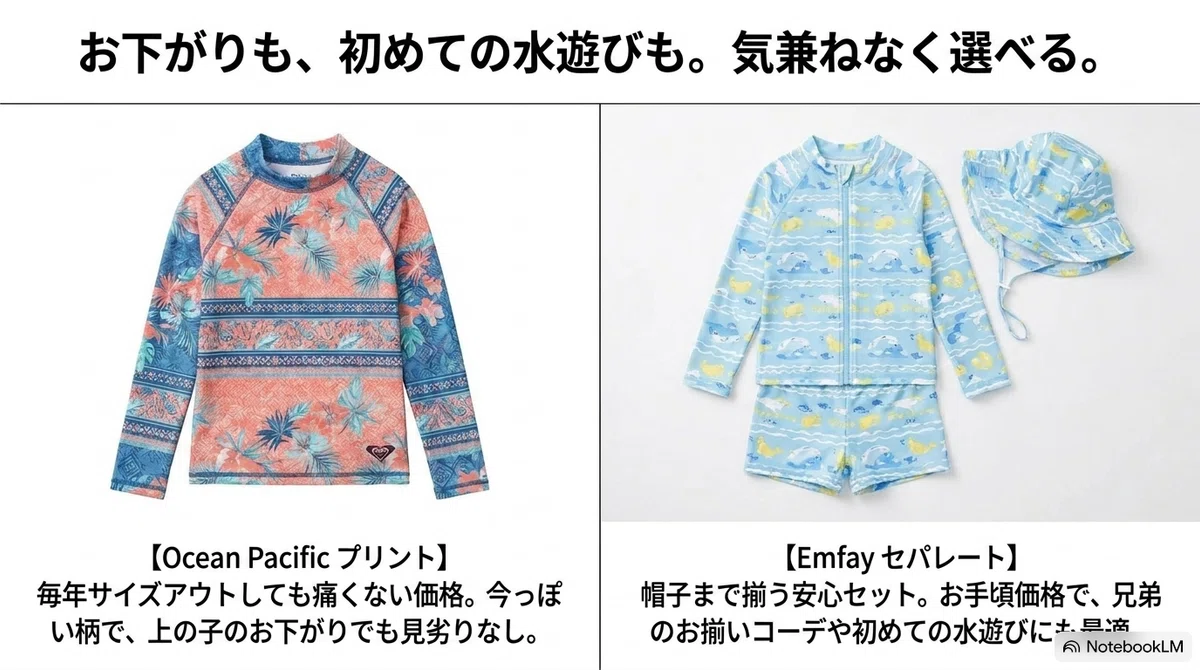 子連れ海水浴の持ち物:もっとこだわりたい方へ|追加のおすすめセレクションの図解