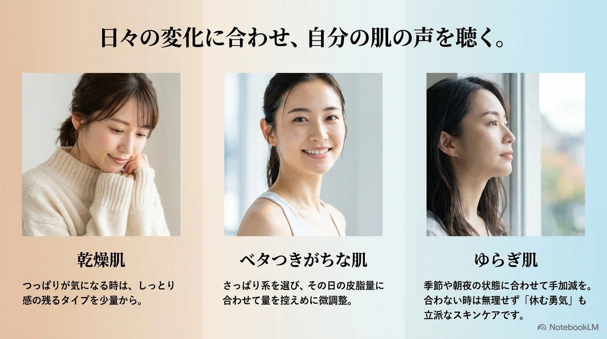 バームスキンケアの失敗例：肌質別の向き・不向きと選び方の図解