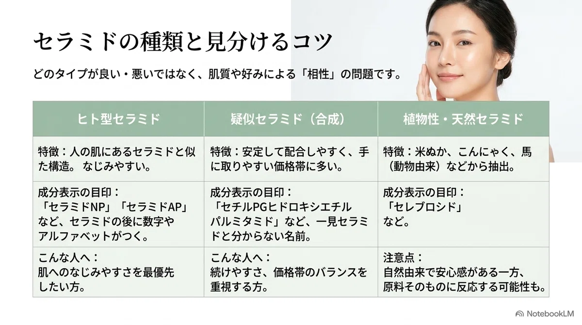 セラミド化粧水:セラミドには種類がある