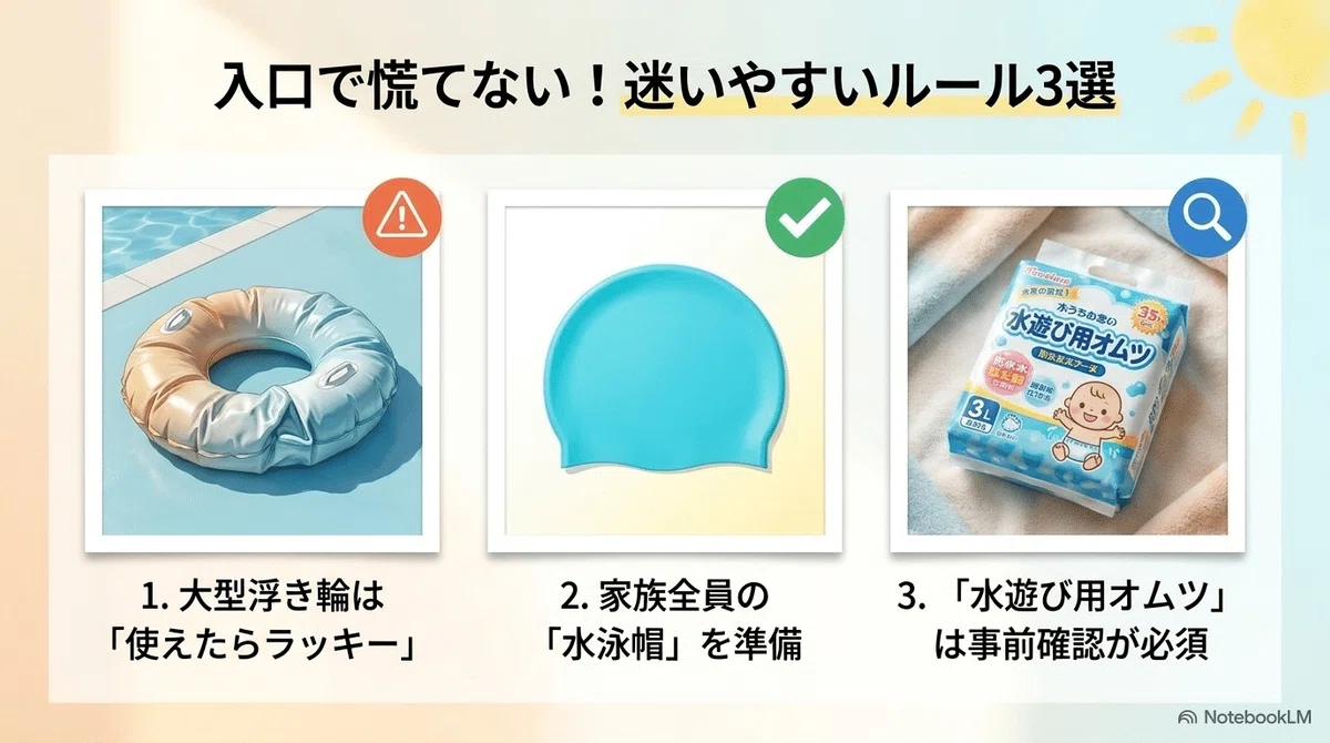 市民プール:浮き輪・遊具は「使えたらラッキー」くらいで