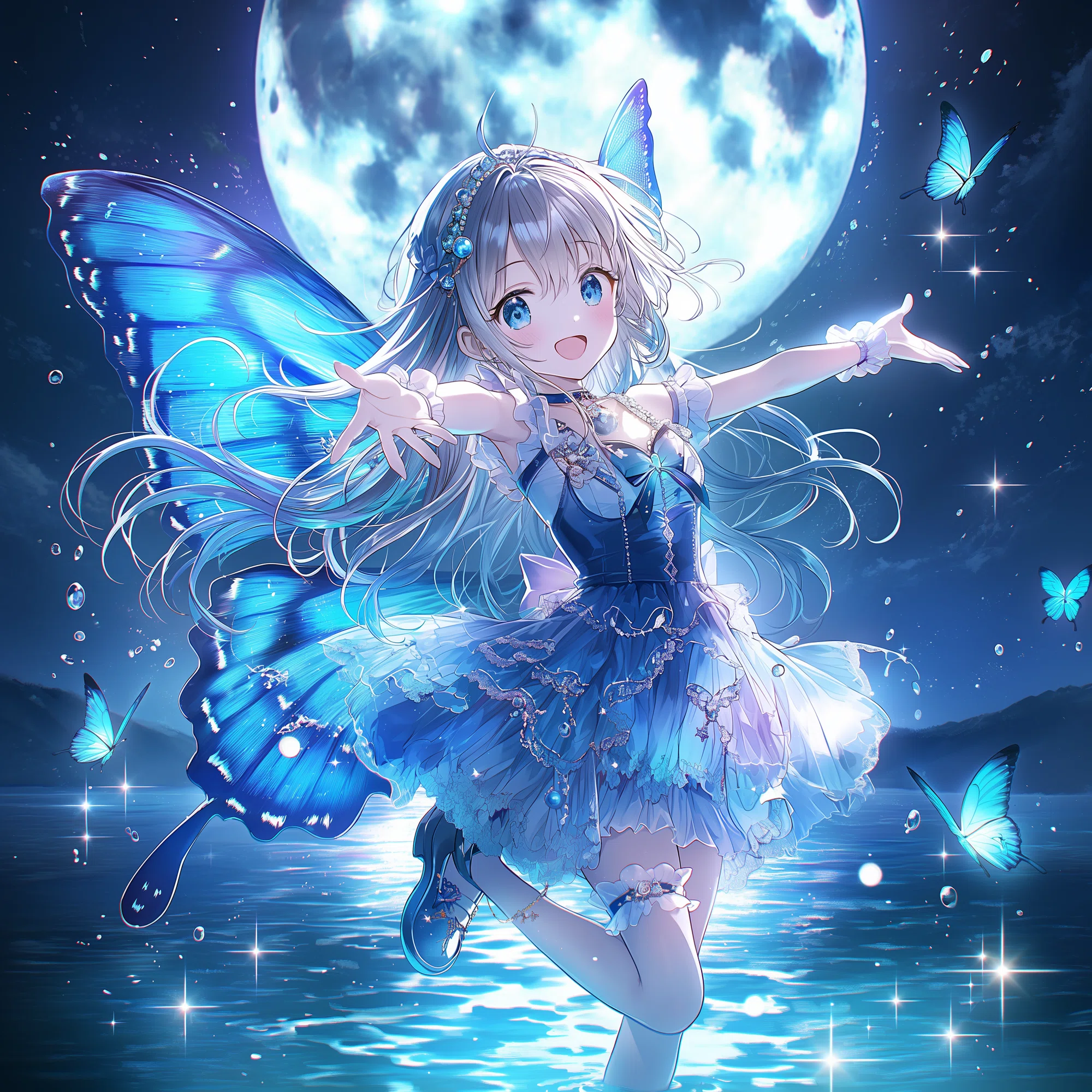 今日の展示会｜花をまとった朝と、月夜を舞う青い蝶｜しゃるちゃん
