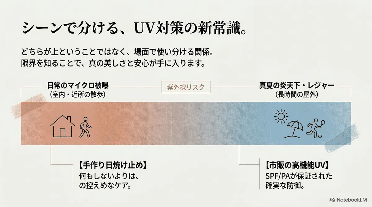 肌にやさしい:市販品との現実的な使い分けの図解