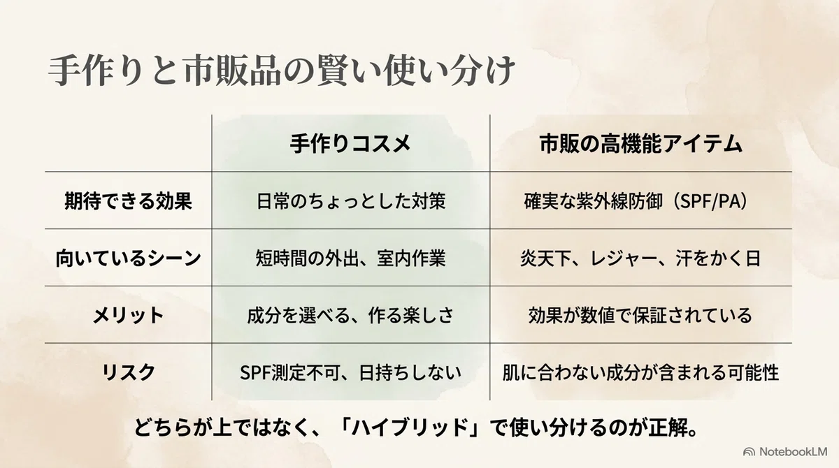 肌にやさしい:迷ったら市販品という選択の図解