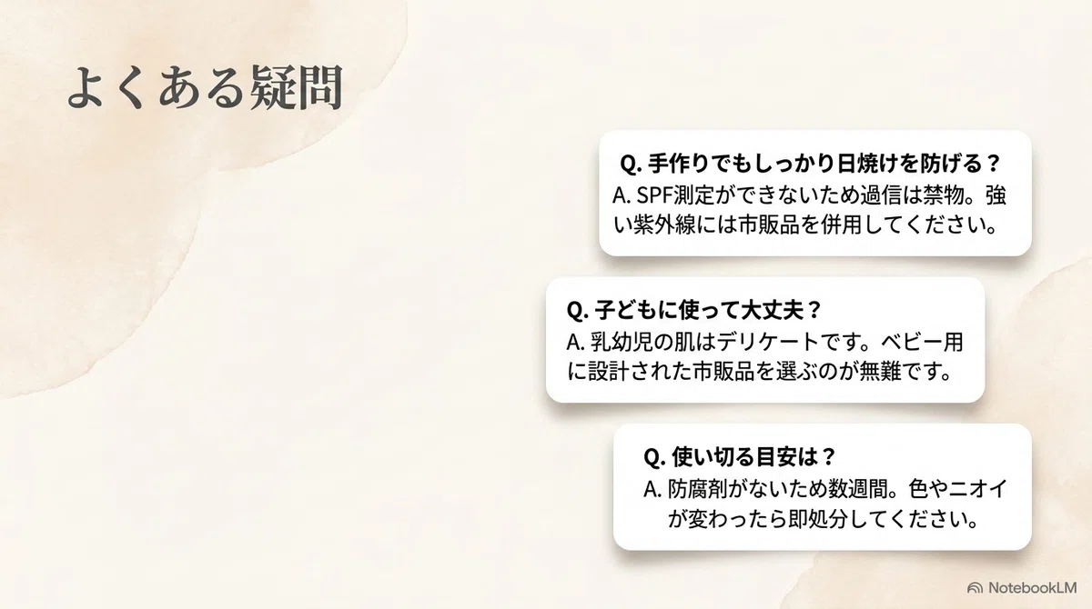肌にやさしい:よくある質問の図解