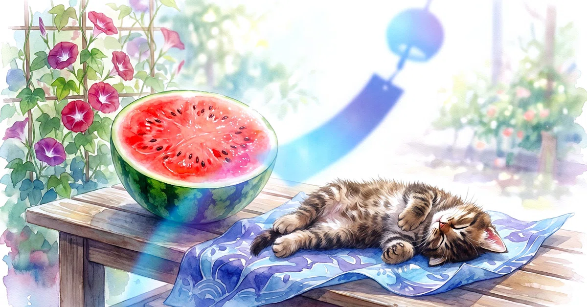 スイカと超かわいい赤ちゃん猫のお昼寝｜noteの表紙のためだけに生まれたスタジオ｜無償の愛 in KIBUKI その2