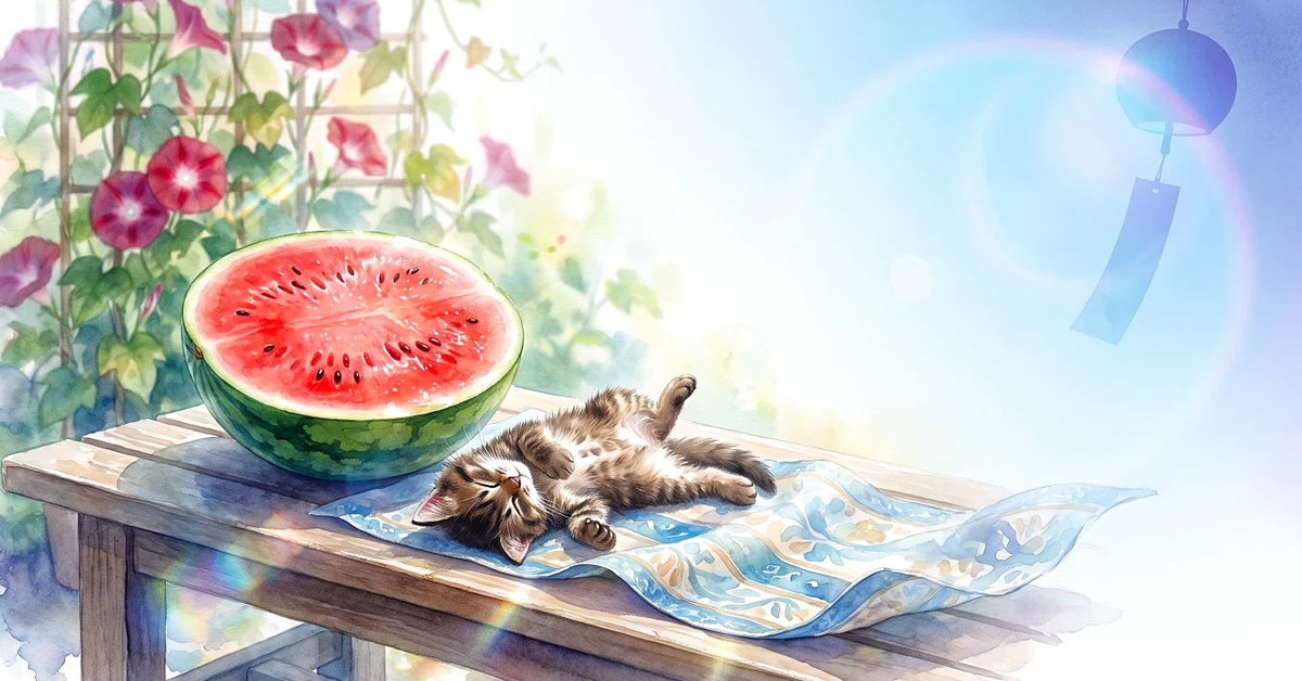 スイカと超かわいい赤ちゃん猫のお昼寝｜noteの表紙のためだけに生まれたスタジオ｜無償の愛 in KIBUKI その4