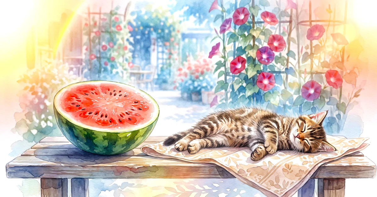 スイカと超かわいい赤ちゃん猫のお昼寝｜noteの表紙のためだけに生まれたスタジオ｜無償の愛 in KIBUKI その5