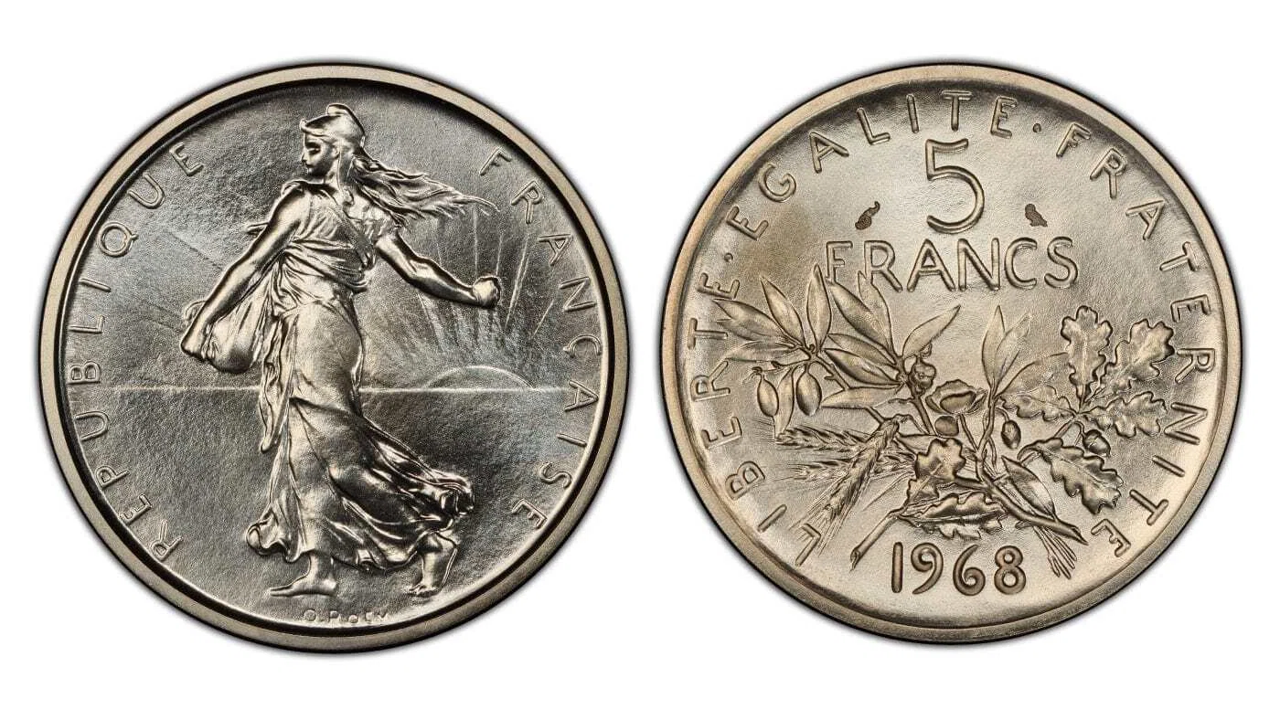 フランス 種蒔く少女 5フラン銀貨｜フランス革命の女神マリアンヌが