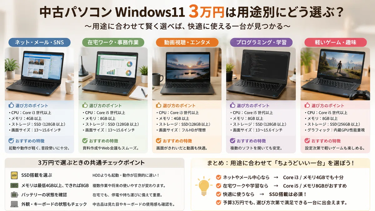 3万円で失敗しない】Windows 11中古パソコンおすすめガイド｜買って
