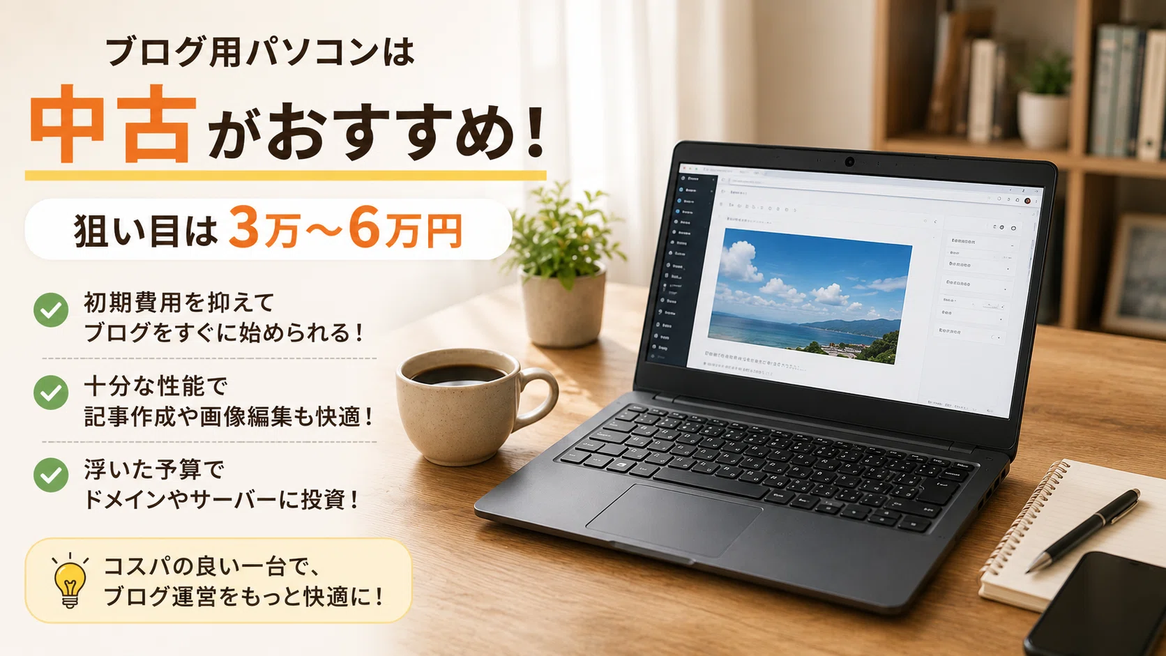 ブログ用パソコンは中古で十分！おすすめ8選と失敗しない選び方｜漫画