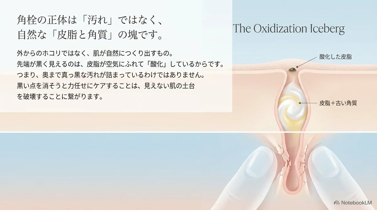 角栓ケア：ケアしているのに、なぜか繰り返す角栓の悩みの図解