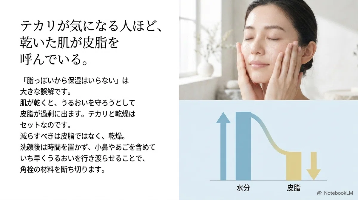 角栓ケア：乾いた肌は皮脂を出そうとする