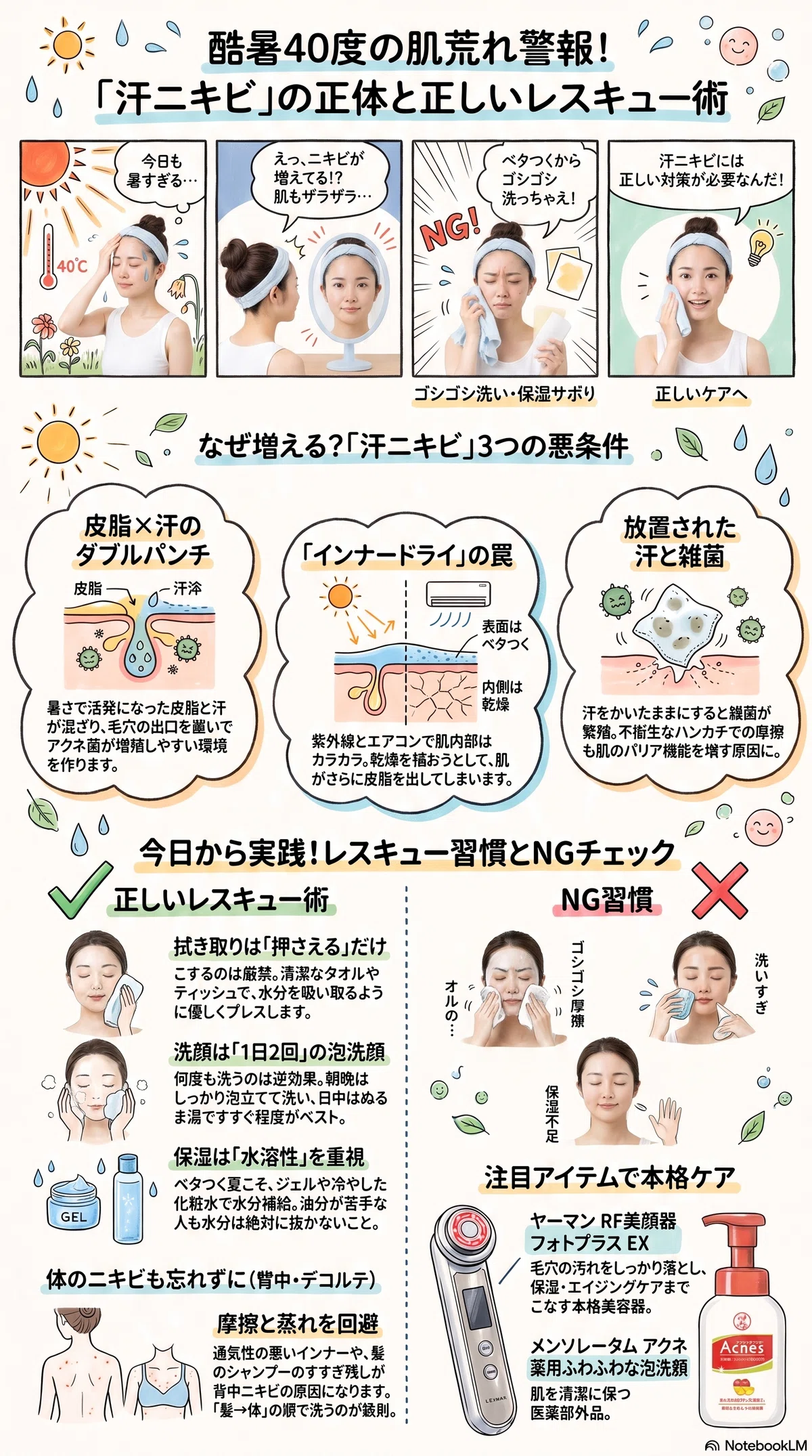 酷暑40度の要点をまとめたインフォグラフィック
