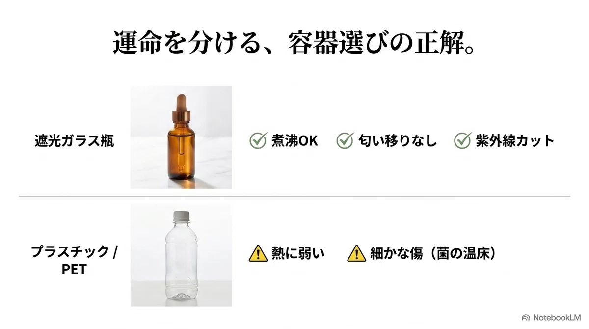 手作り化粧水の容器：容器選びが仕上がりの半分を決める
