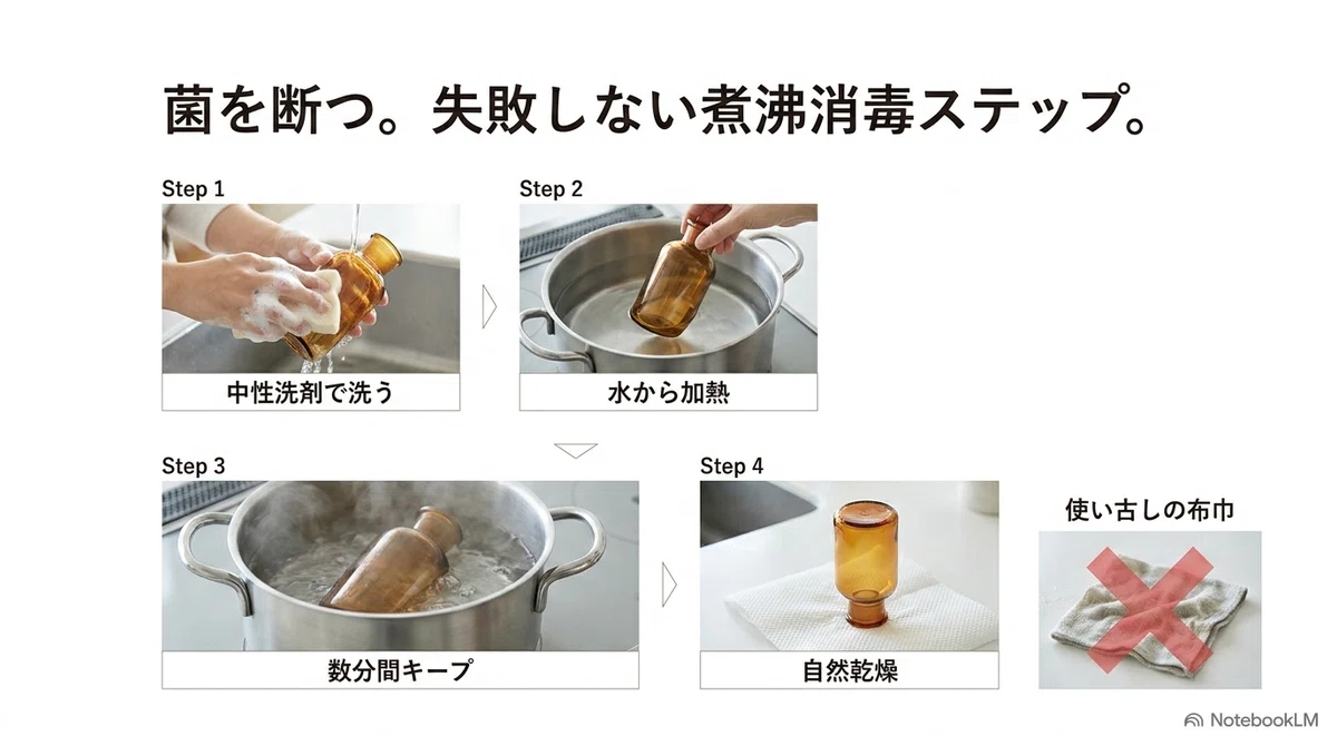 手作り化粧水の容器：煮沸消毒の手順とコツ