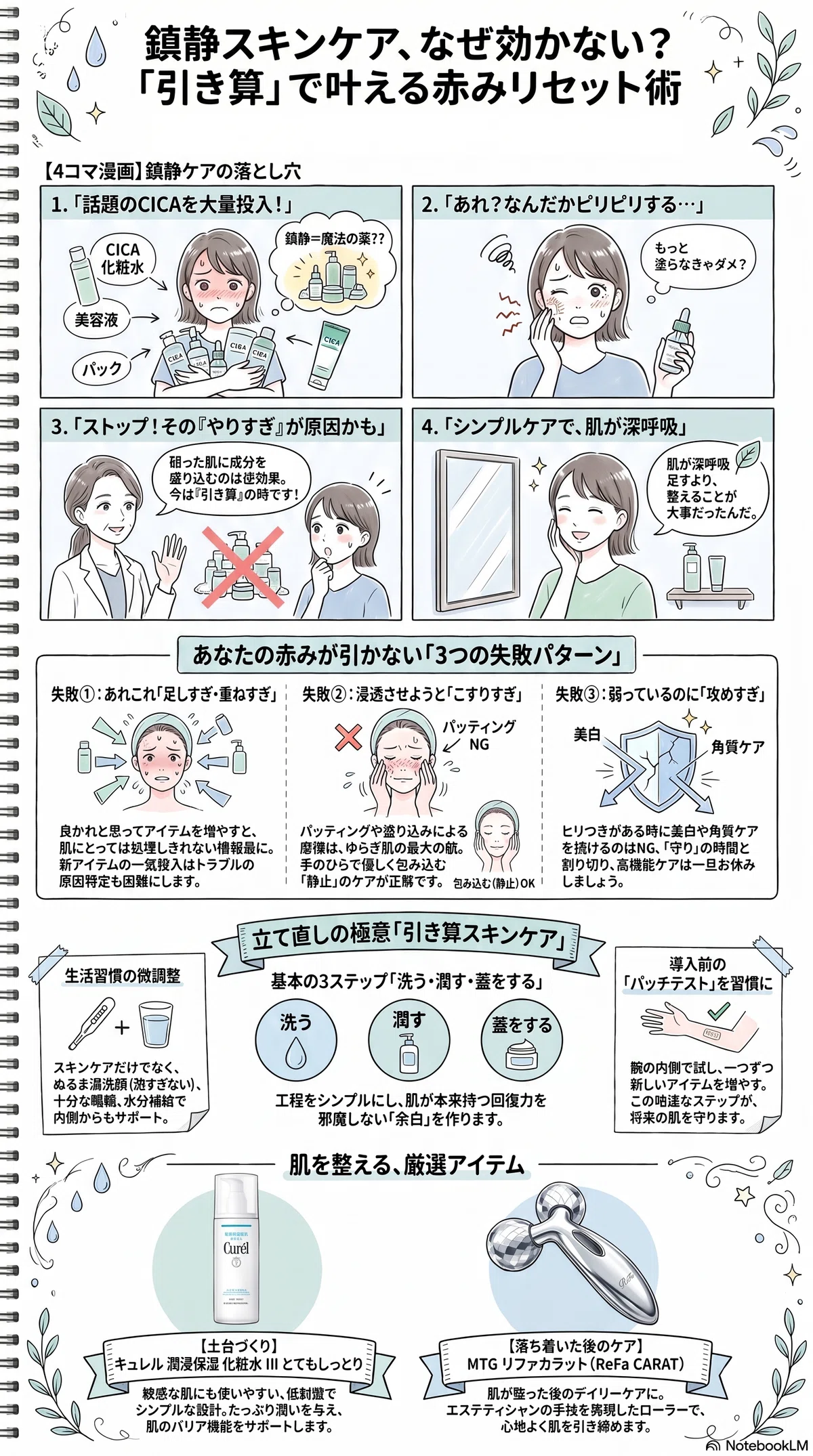 鎮静スキンケアの要点をまとめたインフォグラフィック