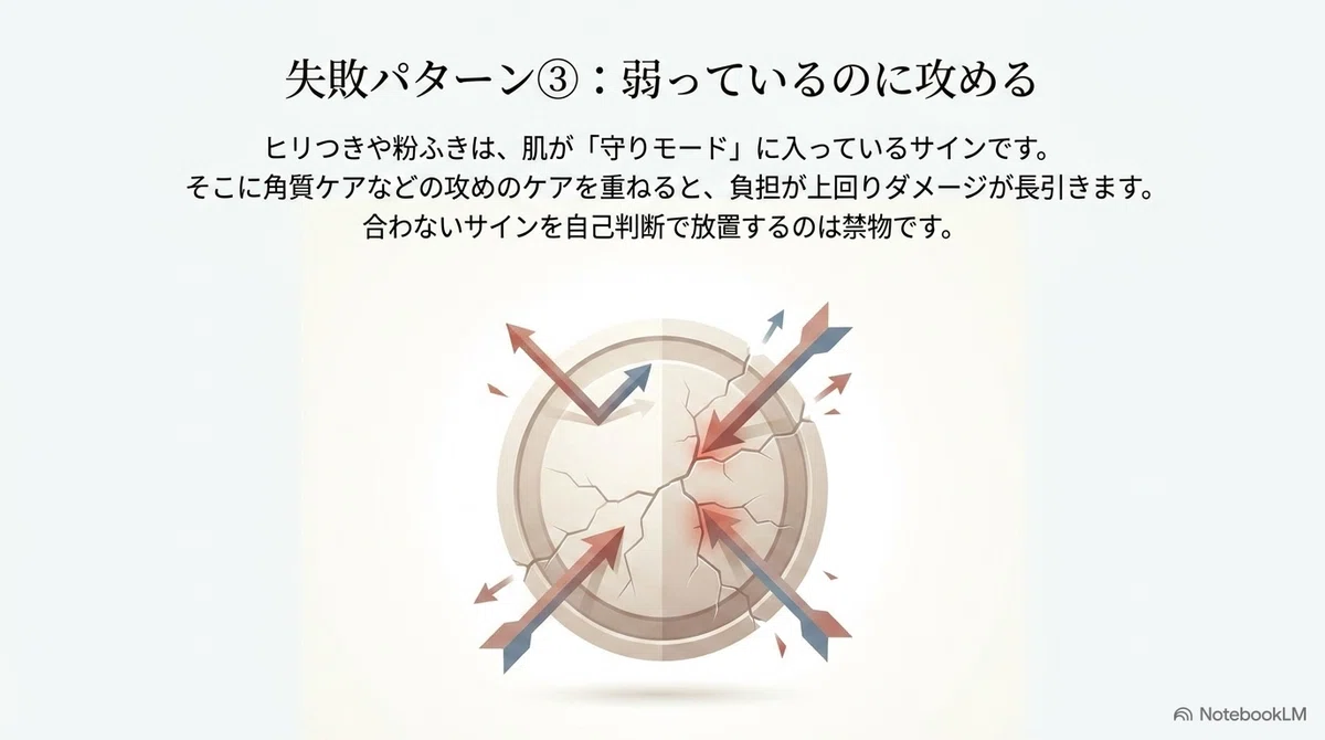 鎮静スキンケア:失敗パターン③弱っているのに攻める・長期放置する
