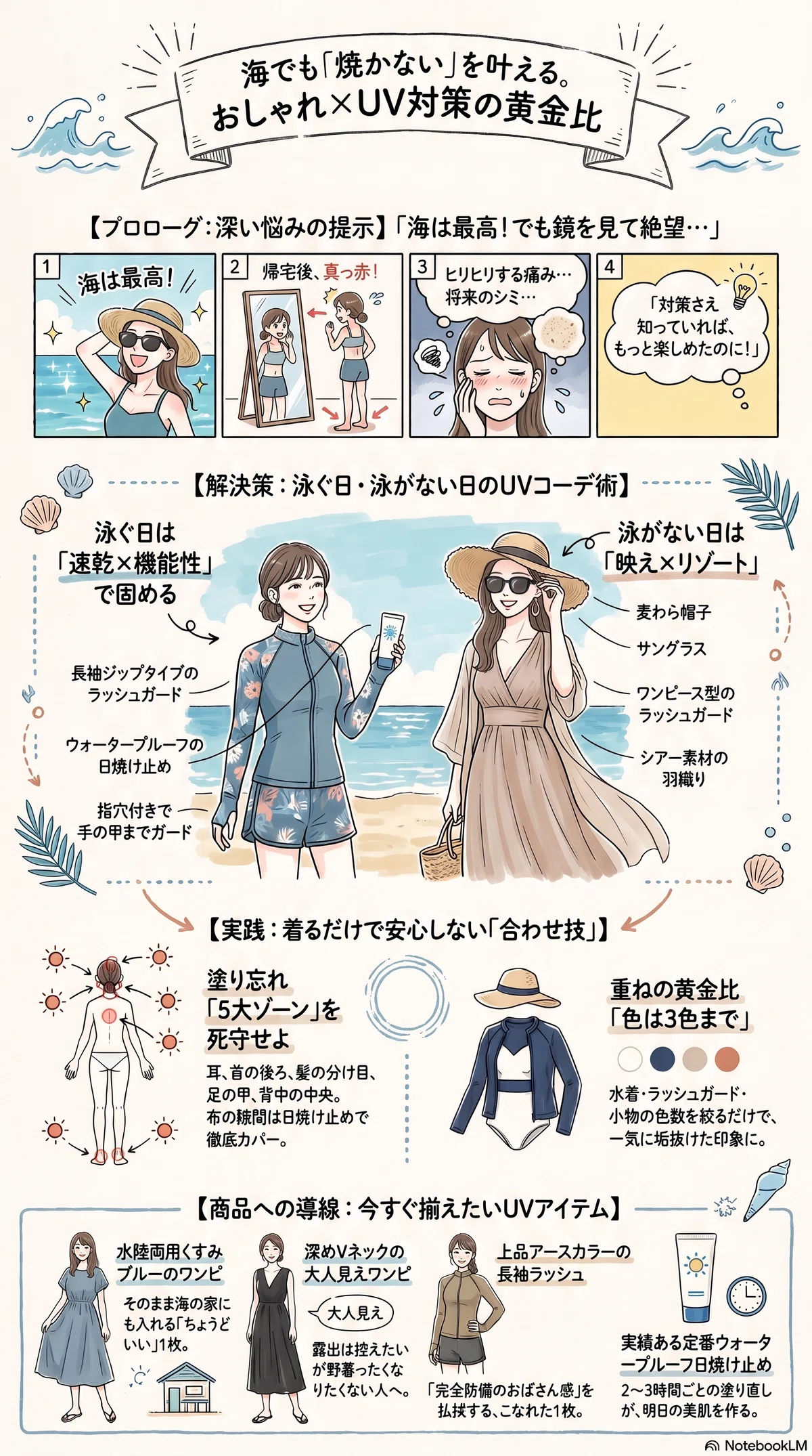 海で焼きたくない日の要点をまとめたインフォグラフィック