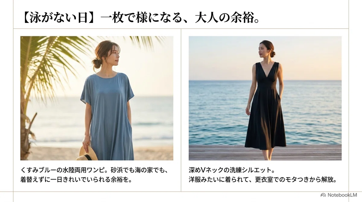 海で焼きたくない日:泳がない日は「おしゃれ最優先」でいい