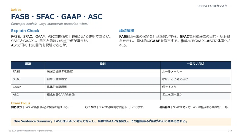 USCPA FAR論点まとめ】CH1 基礎概念と財務諸表｜論点解説付き