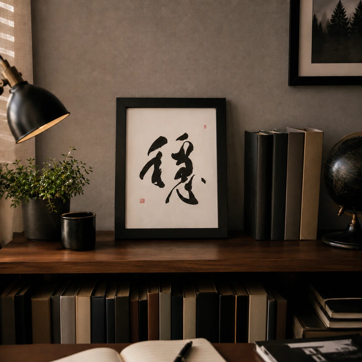 書道作品「穏」】寝室・リビング・書斎に、心安らぐ一文字を。A4の和