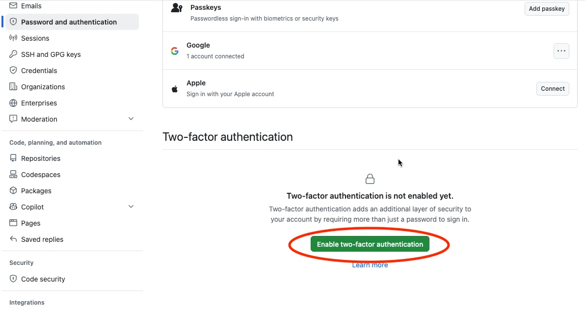 [Building Apps with AI] Setting up GitHub Two-Factor Authentication ...
