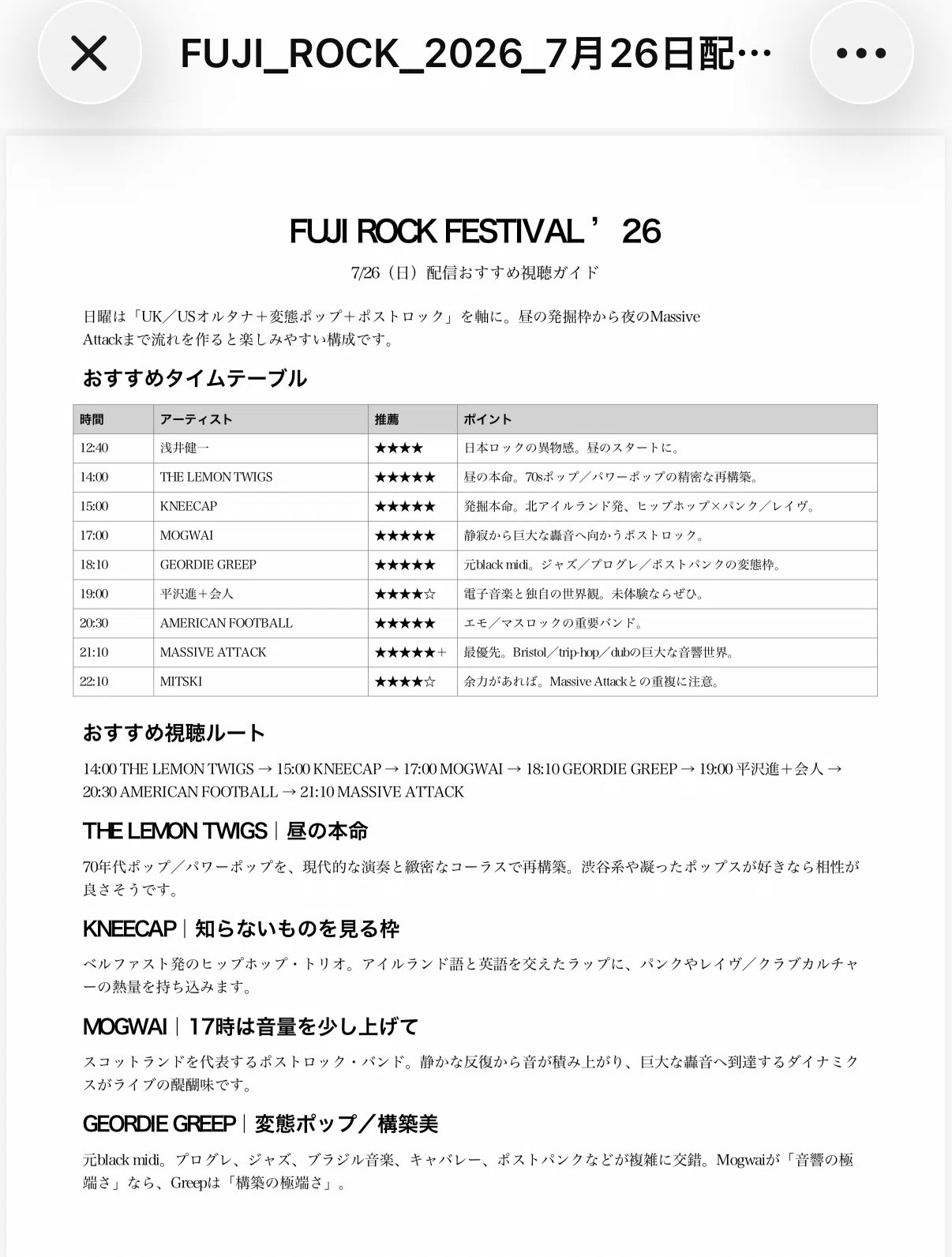 フジロックは家で観ても音楽の旅だった。FUJI ROCK FESTIVAL '26 配信3