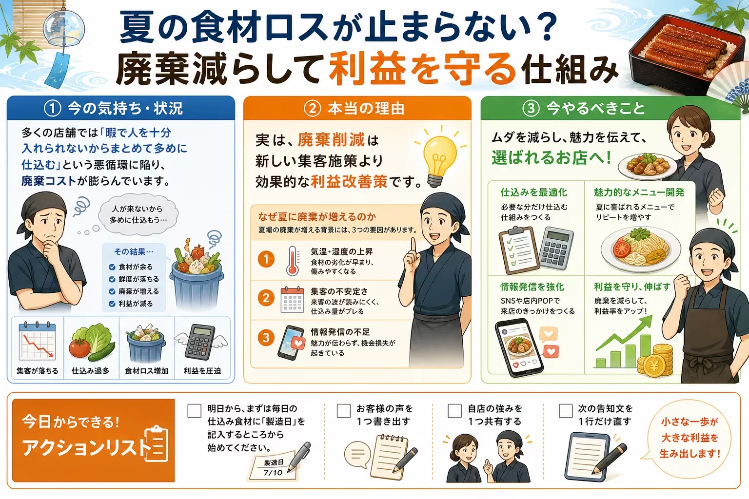 夏の食材ロスが止まらない？廃棄減らして利益を守る仕組み｜小島のり