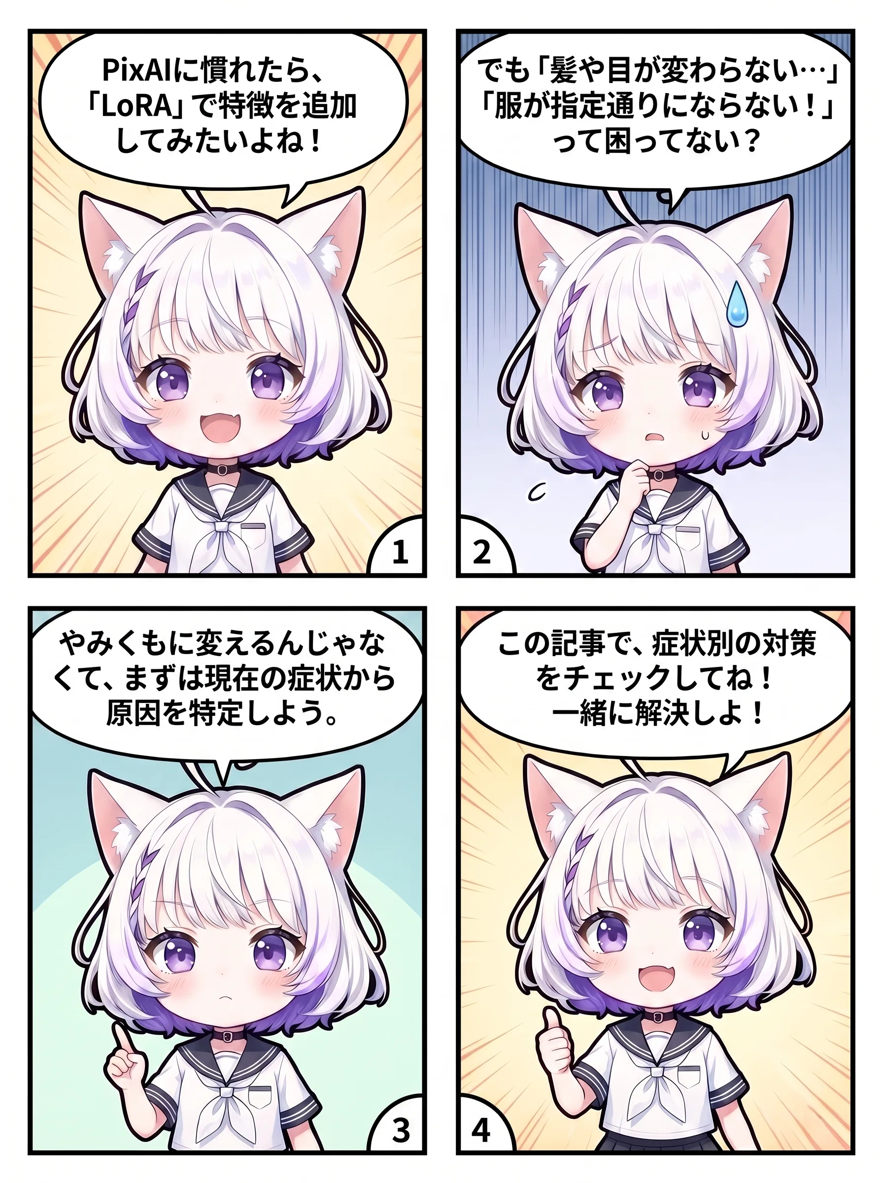 PixAI】LoRAが失敗したときは？4つの症状から原因と対策をチェック