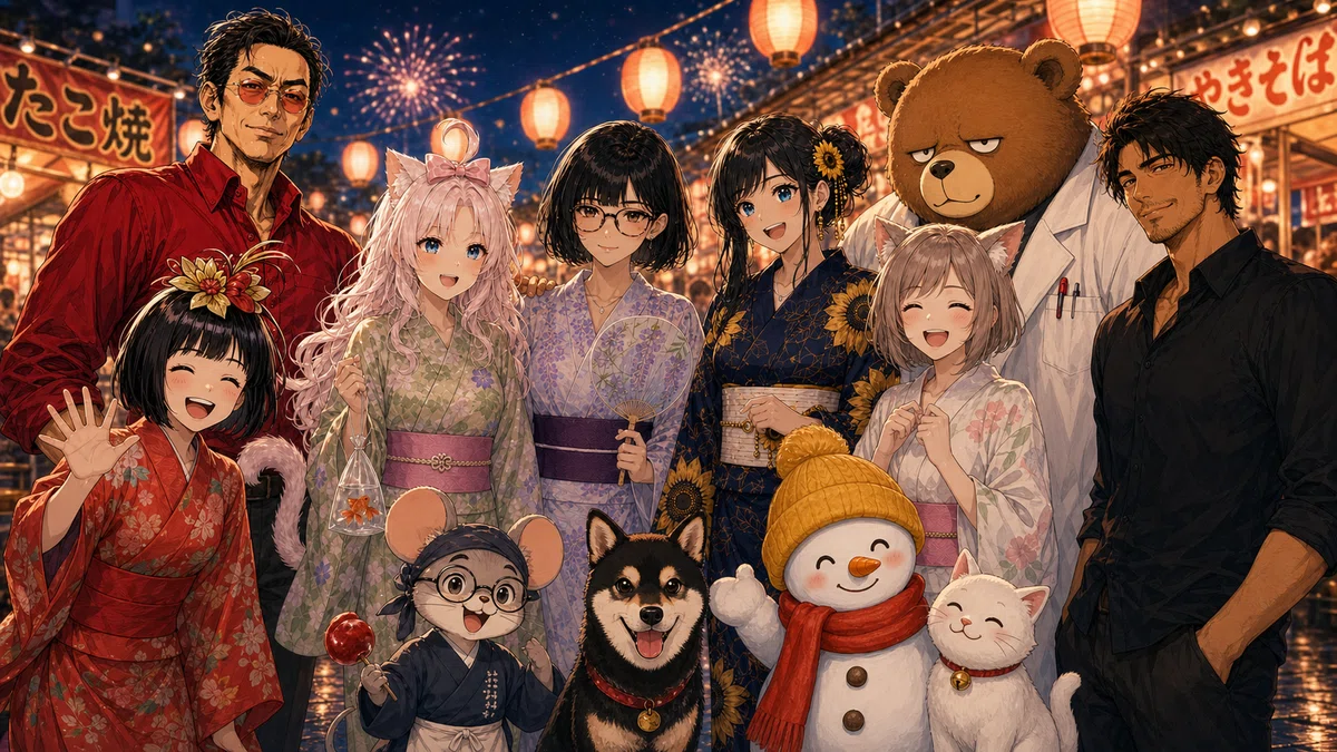 林冲さん(+愛犬百里風)、てぼっこさん、るこさん、まるよかさん、はるねずみさん、しうまい先生、ジョーイさん