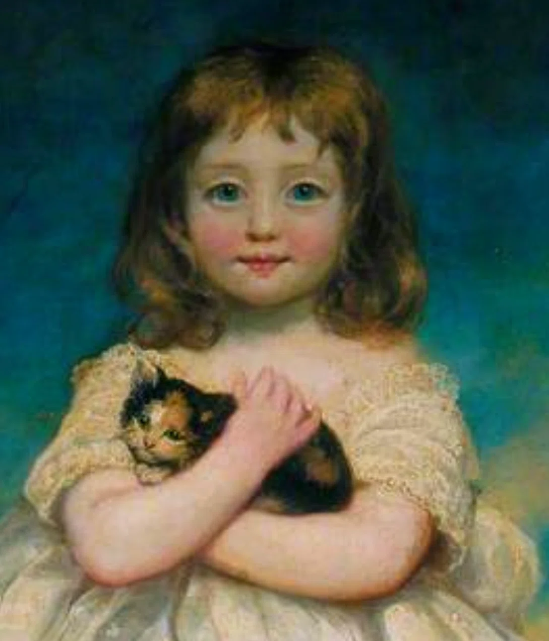 少女ではなく、子猫を見つめていた犬ジェームズ・ノースコート《子猫を