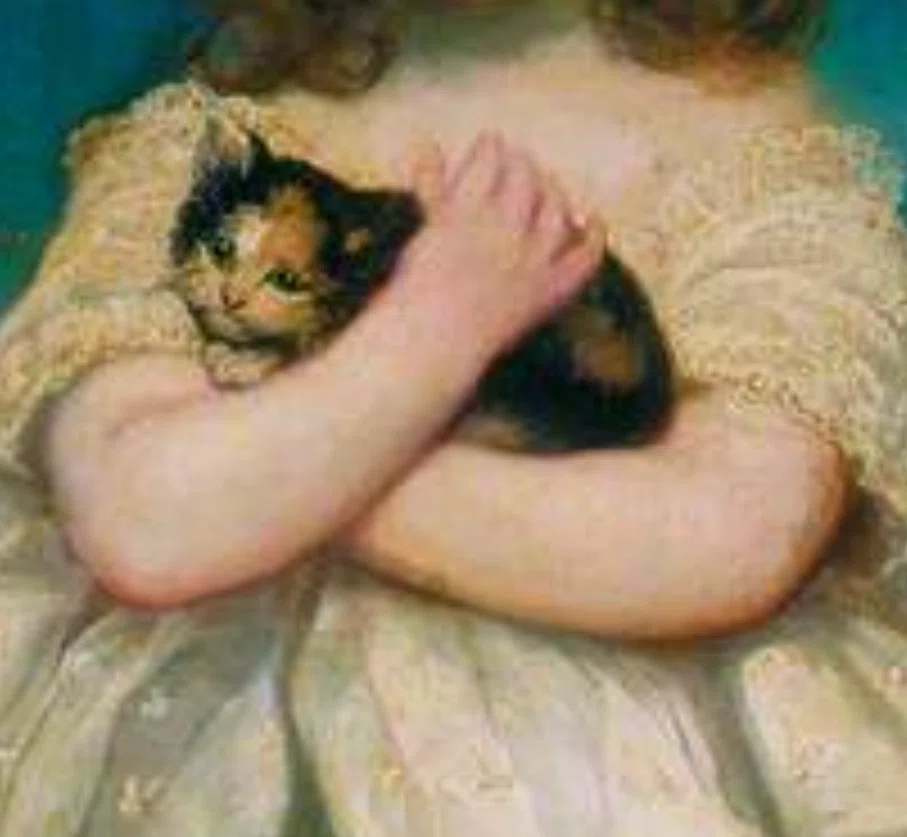 少女ではなく、子猫を見つめていた犬ジェームズ・ノースコート《子猫を