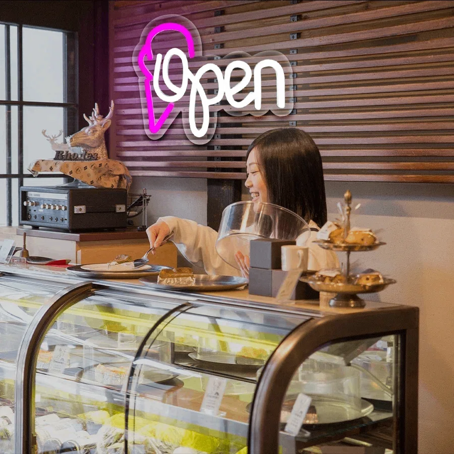 アイスクリーム店の装飾に使えるカラフルなLEDネオンサイン｜誉PRINTING