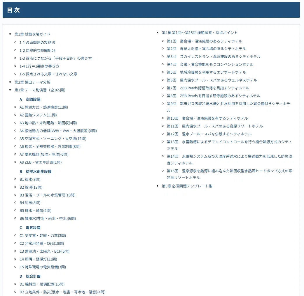 建築設備士 二次】ホテル課題 必須問題165問|記述完全マスター(令和8