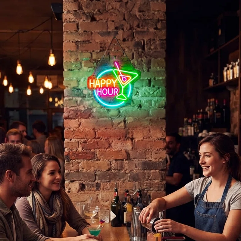バーの告知と装飾に使えるHAPPY HOUR LEDネオンサイン｜誉PRINTING