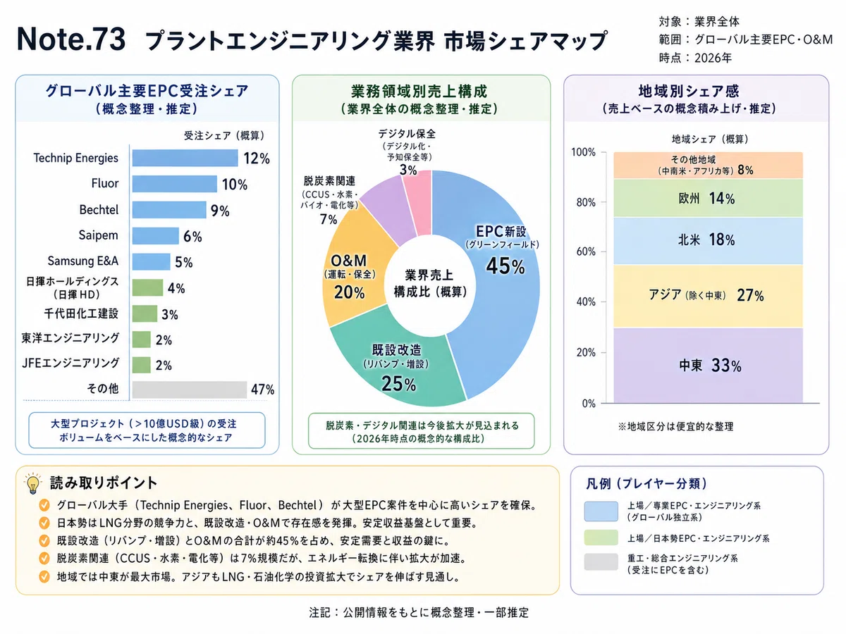 プラントエンジニアリング業界を10図で俯瞰｜カオスマップ・市場シェア