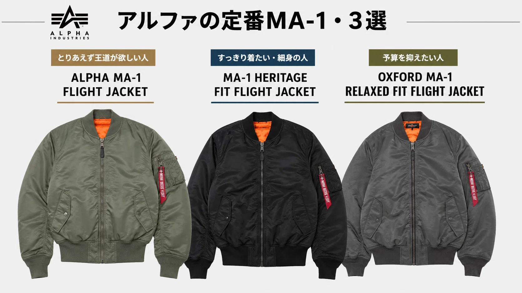 アルファのMA-1おすすめ12選｜違いとサイズ感を徹底比較【2026年最新