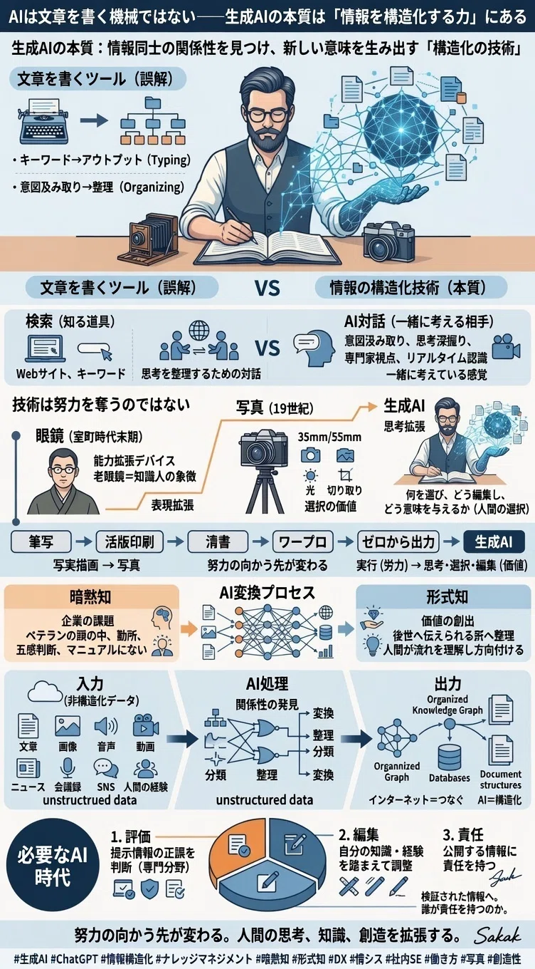 AIは文章を書く機械ではない──生成AIの本質は「情報を構造化する力