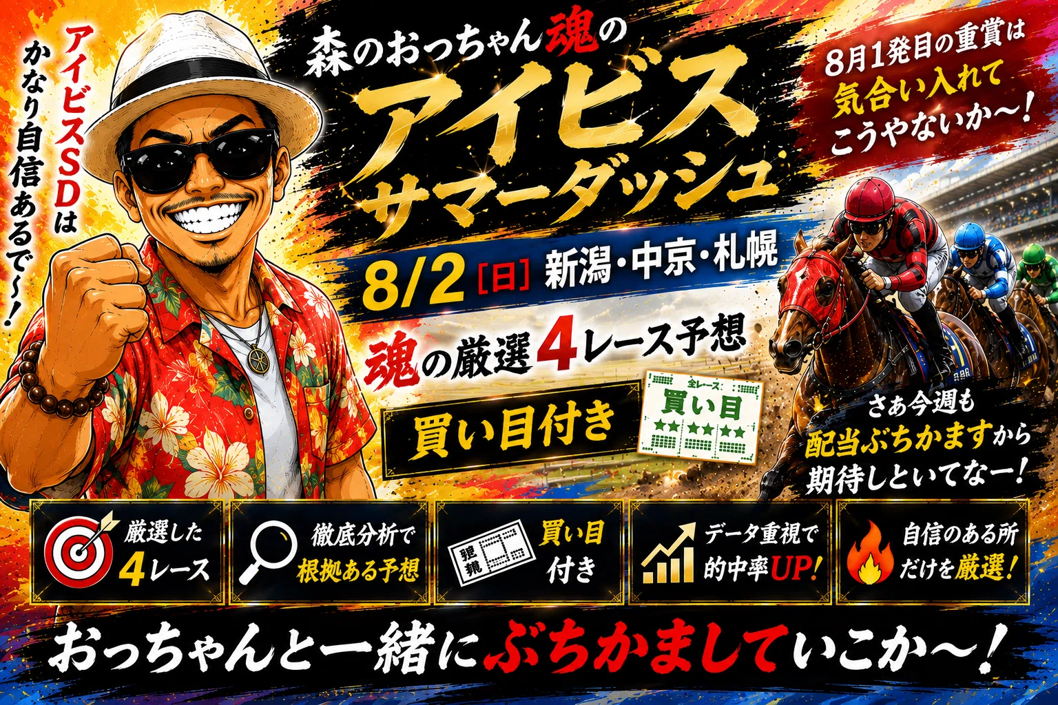 森のおっちゃん魂のアイビスサマーダッシュ。8/2[日]新潟中京札幌魂の