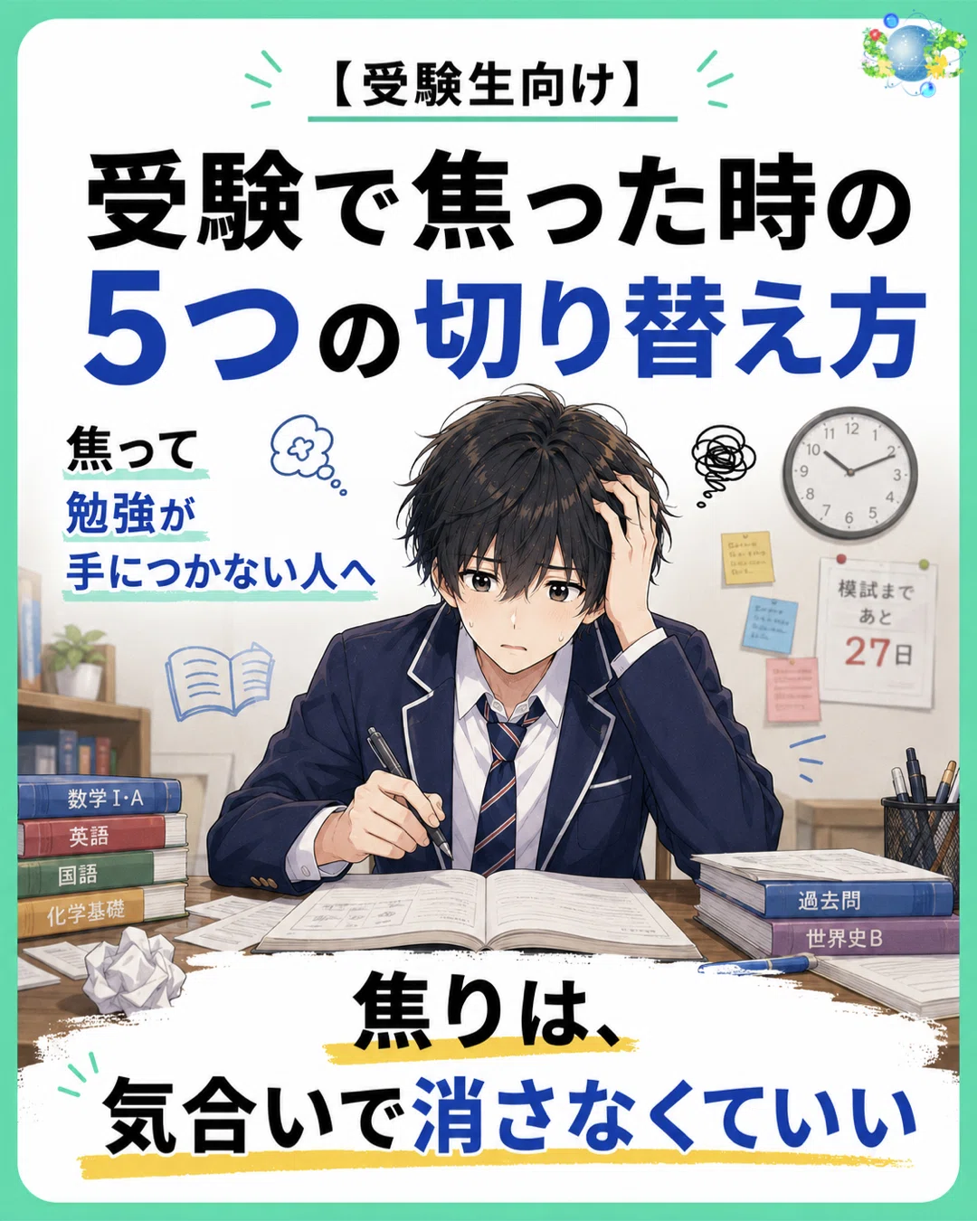 受験勉強にはしかたがある 受験で焦って勉強が手につかないとき｜「今できること」へ戻る5つの