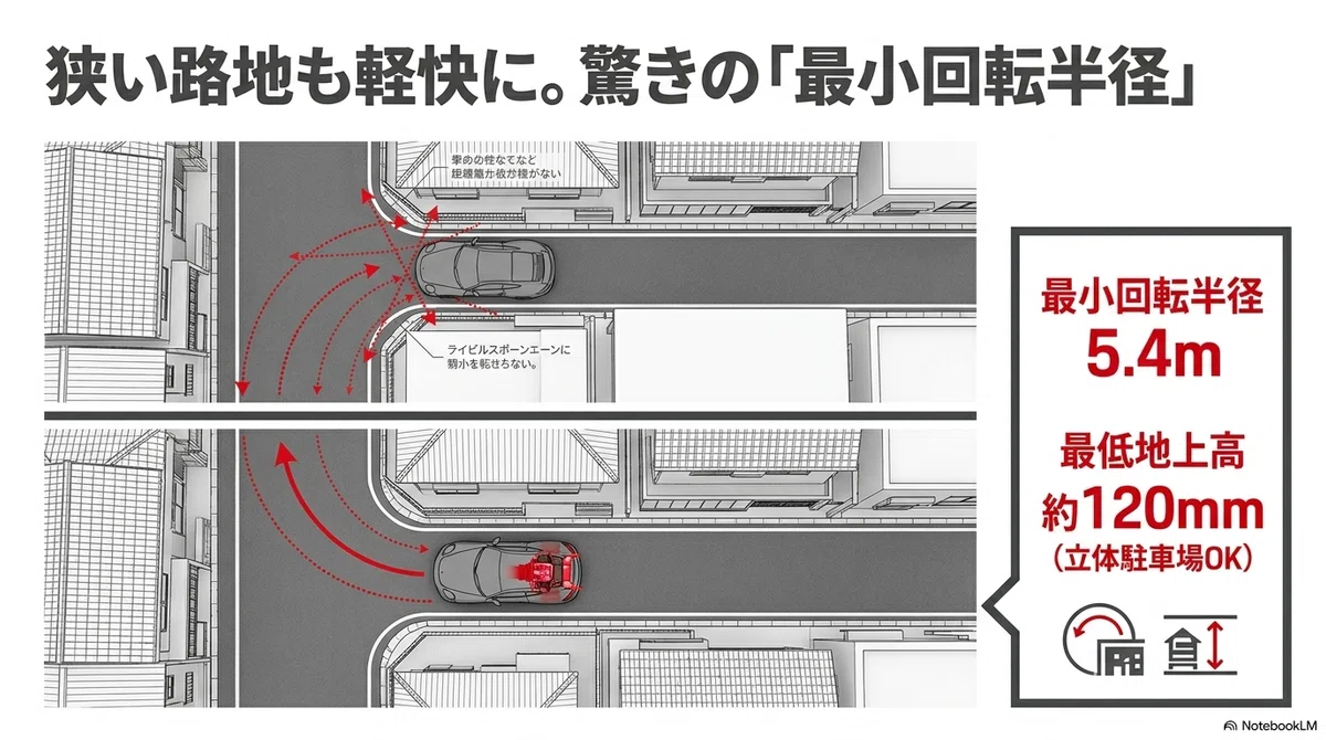 狭い道でもストレスなく走れる理由