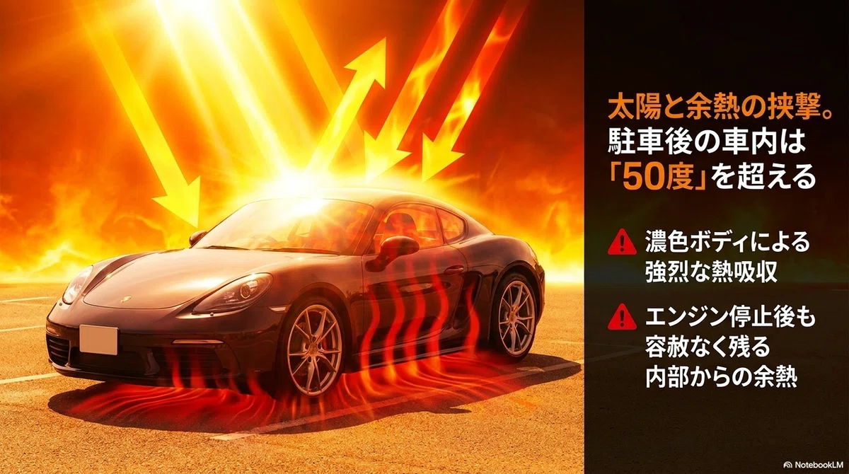 直射日光下での車内温度管理
