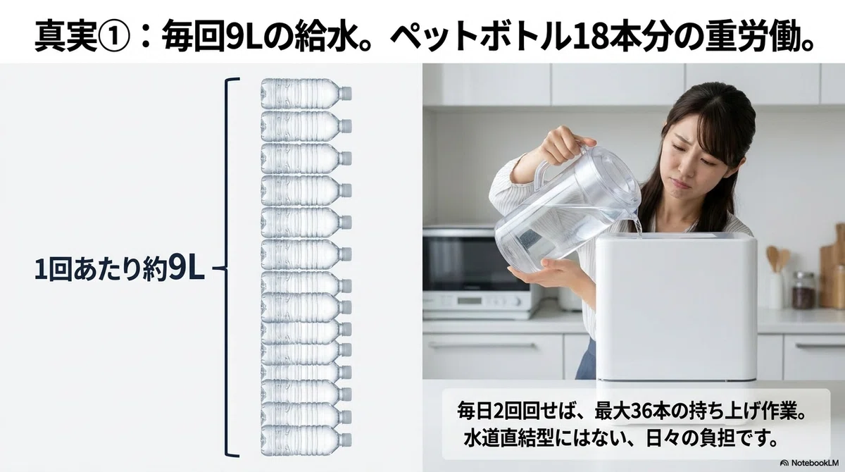 水の量とペットボトル換算