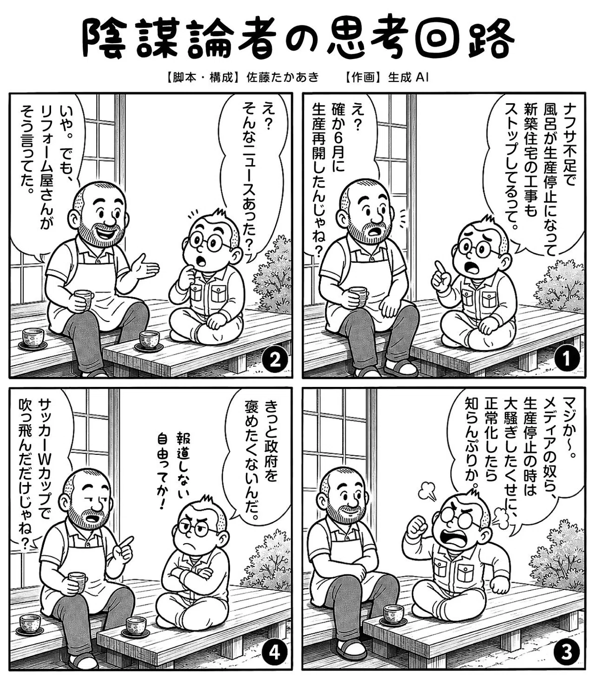 ＡＩが背景を簡略化して読み易くなった４コマ漫画